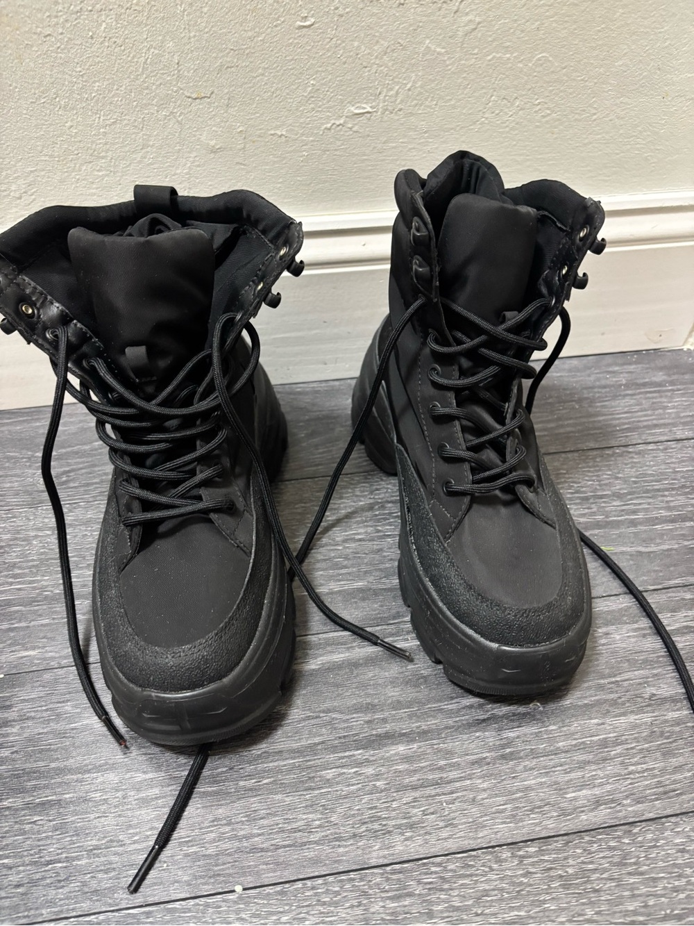 Women’s Zara black chunky combat lace up boots